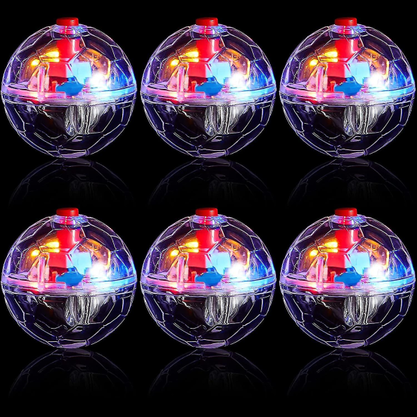 6 stk LED-katteballer Spøkelsesjakt Katteball LED Bevegelsesaktivert Katteleke Interaktiv Lyste Ball Katteleker Kjæledyr Glødende Mini Løpende Treningsball Leker F