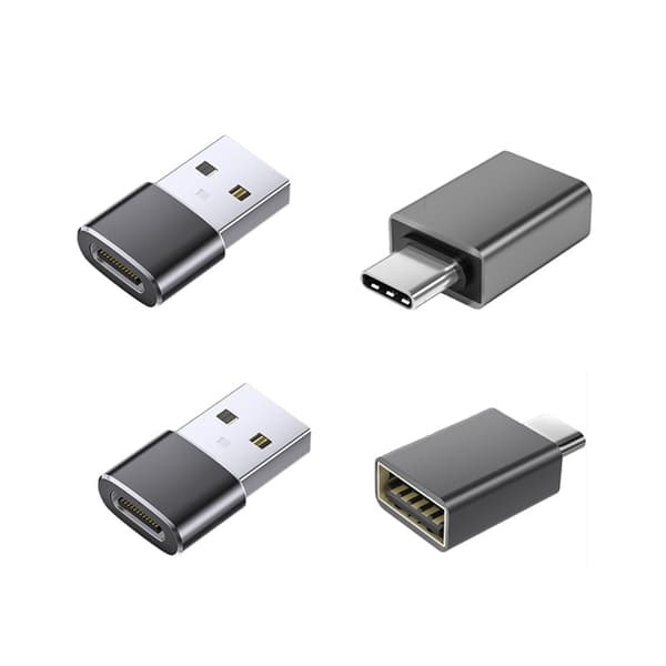 4-pak USB til Type-C 3.2 adapter sæt: 2 USB til Type-C & 2 Type-C til USB adaptere, kompatibel med computere, opladere