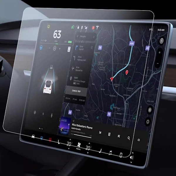 Skærmbeskytter i hærdet glas til Tesla Model 3 / Y HD Klar Navigationsskærm