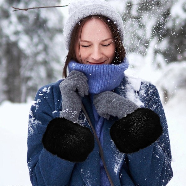2 stk. Varme Håndleddsvarmere Vinter Håndleddsbånd Fluffy Håndleddsbånd Fuzzy Håndleddsvarmere for Kvinner