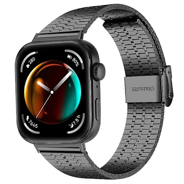 Type A Erstatningsrem i 316L rustfritt stål til Huawei Watch Fit 3, svart