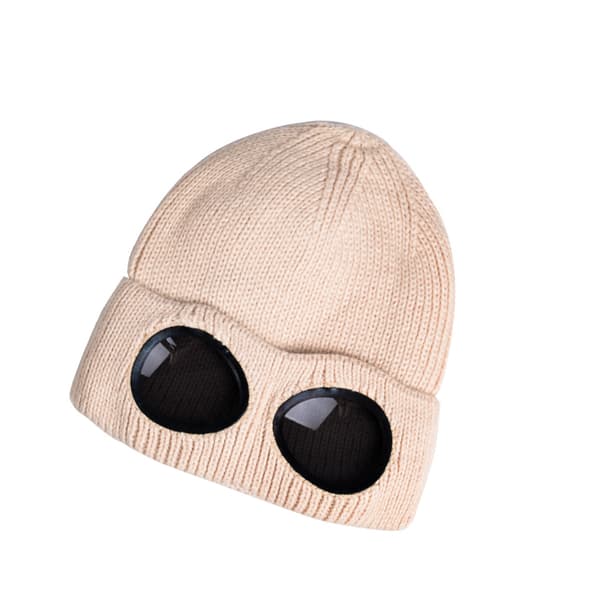Strikket lue med briller Beige