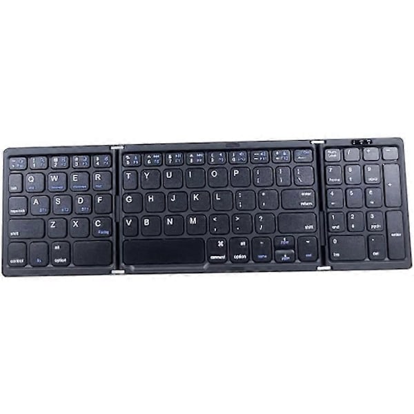 Vikbart Bluetooth-tangentbord, USB-uppladdningsbart trådlöst tangentbord för IOS, Android, Windows PC Laptop Smartphone-Svart