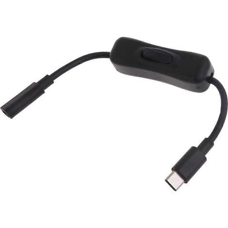 USB-C forlængerkabel med tænd/sluk-knap til Raspberry Pi 4 og Android-enheder