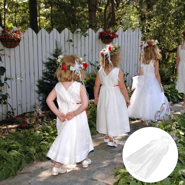 Blomsterflickans Slöja Två Lager Vit Bröllop Kommunion Hårslinga (Vit)