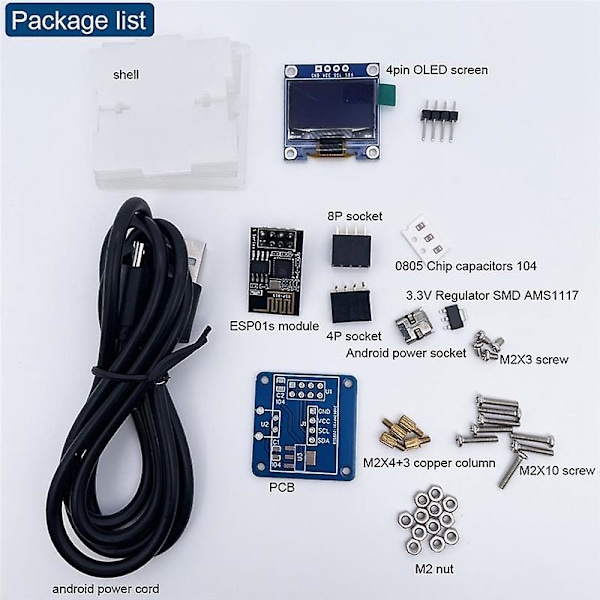 ESP8266 DIY Elektronikkit Mini Klocka OLED-Skärm Anslut med Shell DIY Lödprojekt