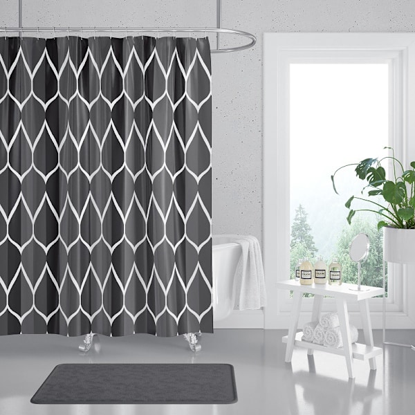 72 X 78 Tum Tyg Duschdraperi, Vattenavvisande Design, Polyester, Snabbtorkande, Kraftigt Badrums Duschdraperi Set-2