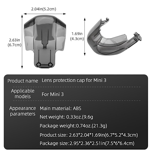 Gimbal-suoja DJI Mini 3 Pro -dronille, RC-tarvikkeet, objektiivin suojus, aurinkosuoja