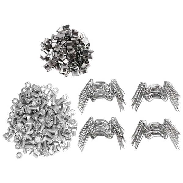 400 st Reparationskit för växthus inkluderar 100 Glazing Clips W Wire Clips, 100 Z Overlap Clips och 100 Gröna