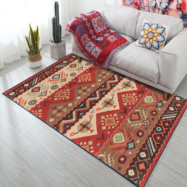 Bohemisk teppe mykt, sklisikkert vaskbart vintageteppe, orientalsk nødstilt kort luv Bosnian carpet-3