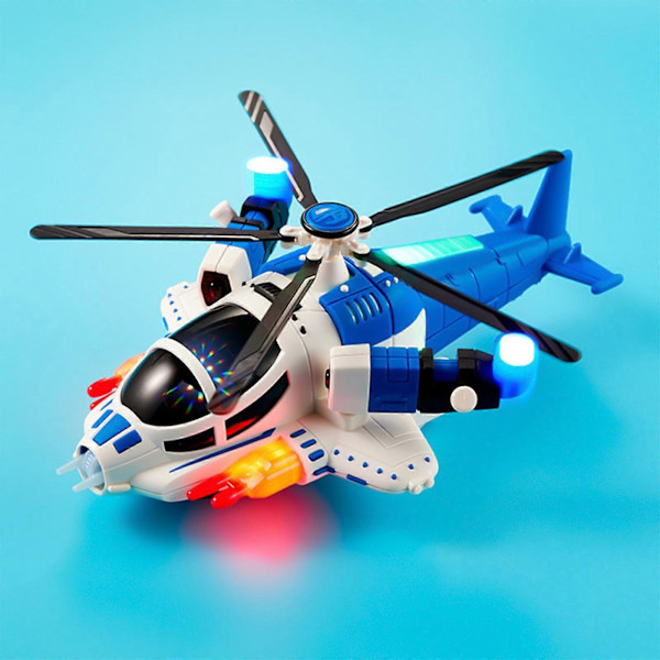 Elektrisk Transformerande Leksaksflygplan för Barn med Vapen, Universalhjul, Helikopter, 360 Graders Rotation, Ljud och Musik