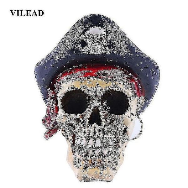 Piratkaptein Hodeskalle Halloween Horror Party Dekor Hodeskalle Statue Filmrekvisitter Kunstmaleri Hodeskalle Ornament Hjemmeinnredning