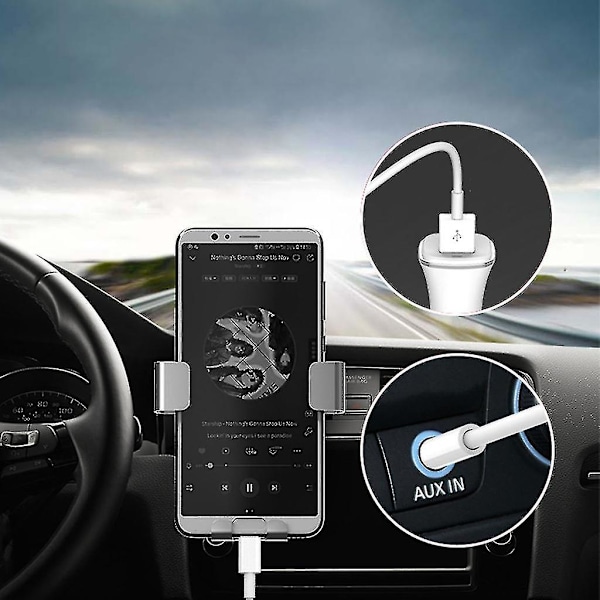 2-i-1 Type-C Bil Audiokabel Tråd 1 Split 2 Type C Til USB A 3,5 mm Aux Kabel