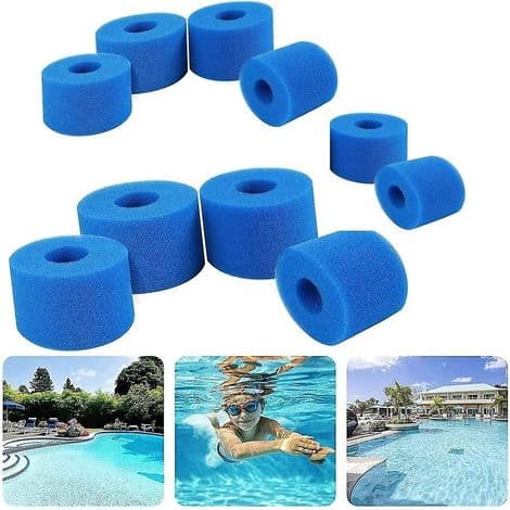 10-pack svampfilterpatroner för Bestway poolfilter, typ VI, kompatibla med Bestway 58383 filter, återanvändbara