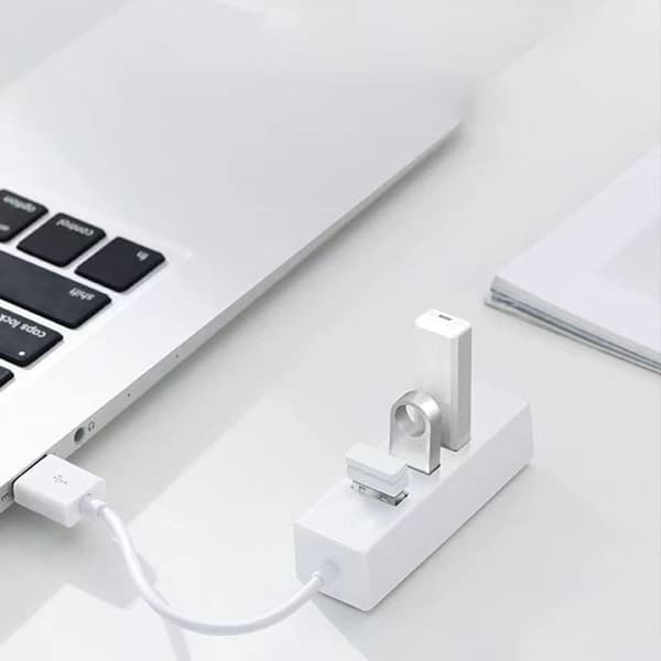 Hvit 4-Port USB 3.0 Hub med 100 cm Kabel - Høyhastighets 5 Gbps Dataoverføring