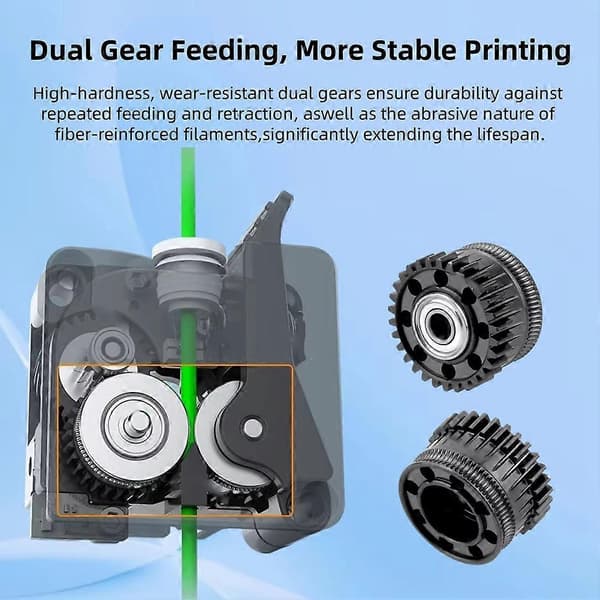 For Creality K2 Plus 3D-skriver Ekstrudergir, helmetall filamentdrevgir DLC-belegg ekstrudergir