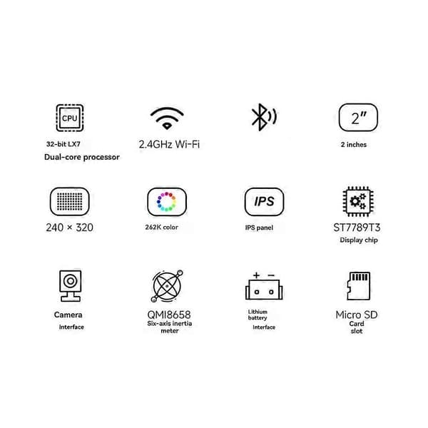 2-tommer ESP32-S3 IPS Kapacitiv Touchscreen Udviklingskort 240x320 LCD-skærm 262k Farveunderstøttelse W