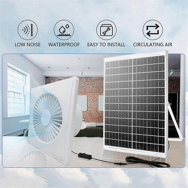 Högvarvig Tyst Solcellsfläkt med 8W Panel, Solcellsfläkt för Ventilation av Hönshus, Grön