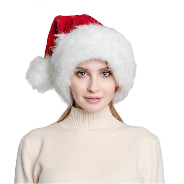 Julemannhatt Rød Tykk Stor Fluffy Huer for Voksne Menn Kvinner Varm Skihatt Julefest Santa Cosplay Ferie Huer YEMAA