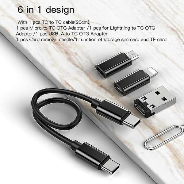 Typ A YESIDO CA114 Minneskortsförvaringslåda med Typ-C-kabel och Micro/Lightning/USB OTG-adapter