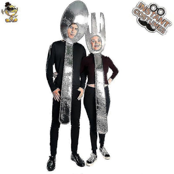 Unisex Voksen Skje Suppe Gaffel Tunika Kostyme Par Kit Redskapsdrakter Voksen R Jumpsuit-Yogu