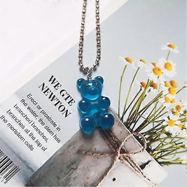 8 Pakke Sød Cool Farverig Harpiks Gummy Bear Bead Kæde Vedhæng Halskædet Sjove Sød Candy Farvet Tegneserie Dyr Halskæde Damer Piger Mænd Drenge Natklub