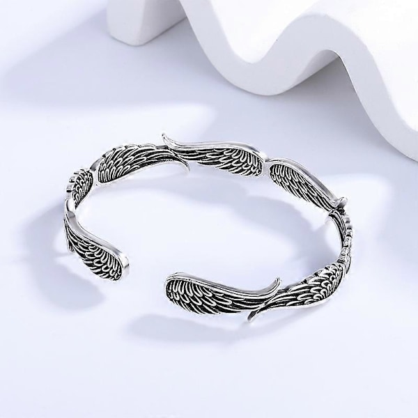 Ängelvingar Vintage Stil Sterling Silver Armband, Justerbart Ängelvingar Armband, Inspirerande Armband, Personligt Inspirerande Smycke Present