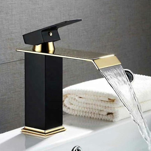 Korkealaatuinen messinki musta ja kultainen kylpyhuonehana Waterfall ruostumaton teräs korkea pesuallashana TAO ruostumaton teräs