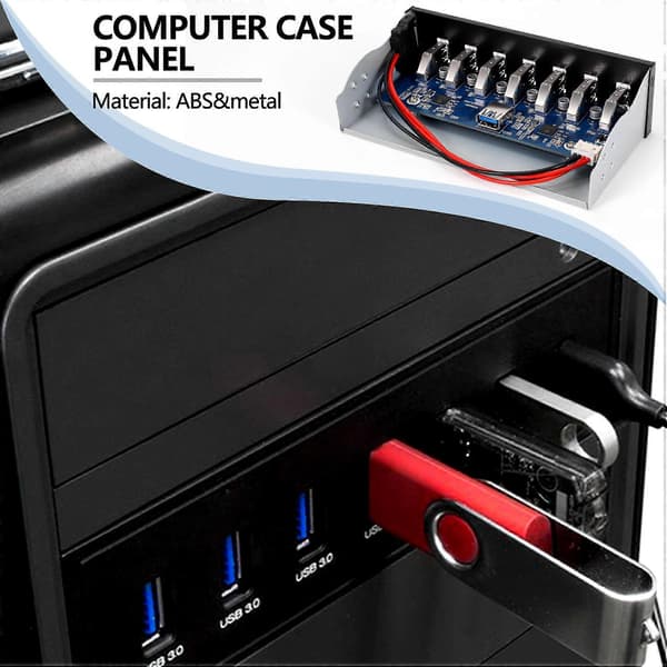 7 Port USB 3.0 Hub 5Gbs 5.25inch CD-ROM Drive Bay CD ROM Frontpanel for Datamaskinkabinett+USB 3.0 19-pi