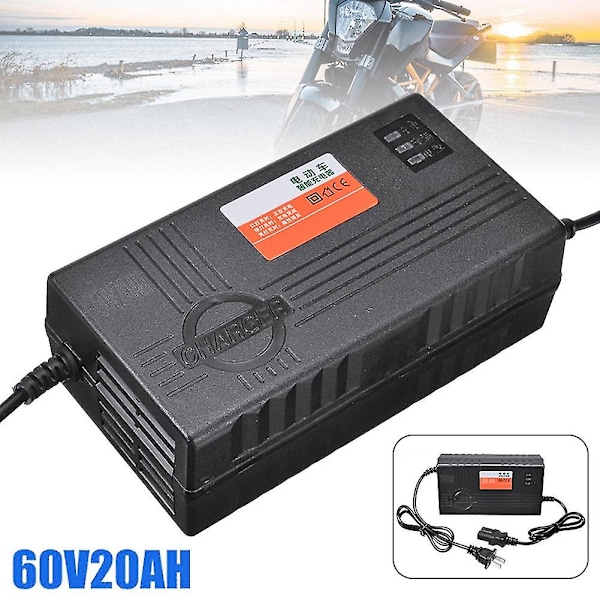 60V 20Ah Motorcykel Batterilader til Elcykler - 6 LED Display