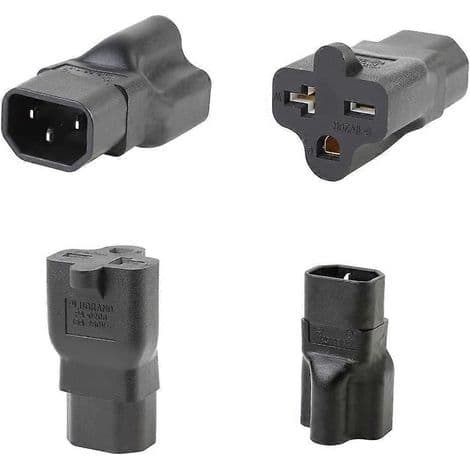 IEC 320 C14 Han til 6-15/20R Adapter, 3-benet C14 til 6-15/20R Konverteringsstik