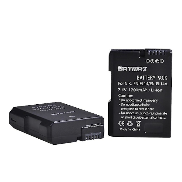 2x En-el14 En-el14a Enel14 En El14 El14a Batteri + LCD USB Dubbel Laddare Kompatibel Nikon D3100 D3200 D3300 D5100 D5200 D5300 P7000-FÄRG: 1 Batteri