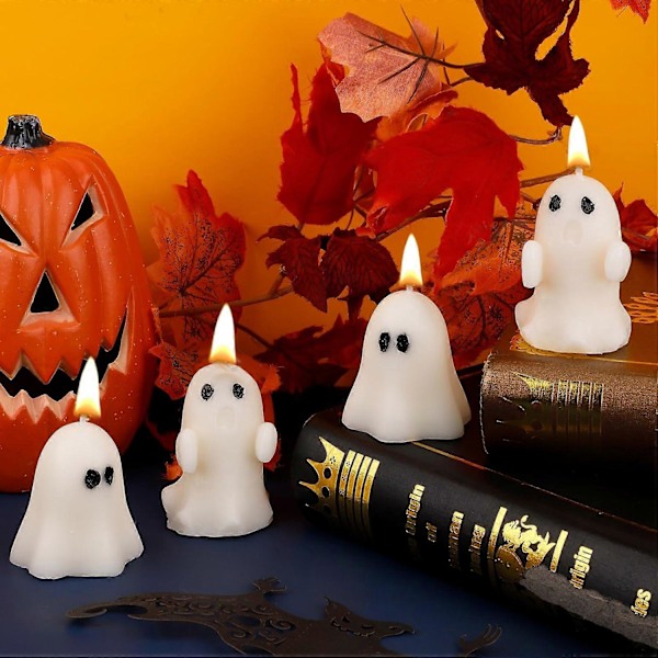 4 st Halloween Spökkandelar, Söta Läskiga Halloween Doftljus för Hemfest Rum Bordsdekorationer
