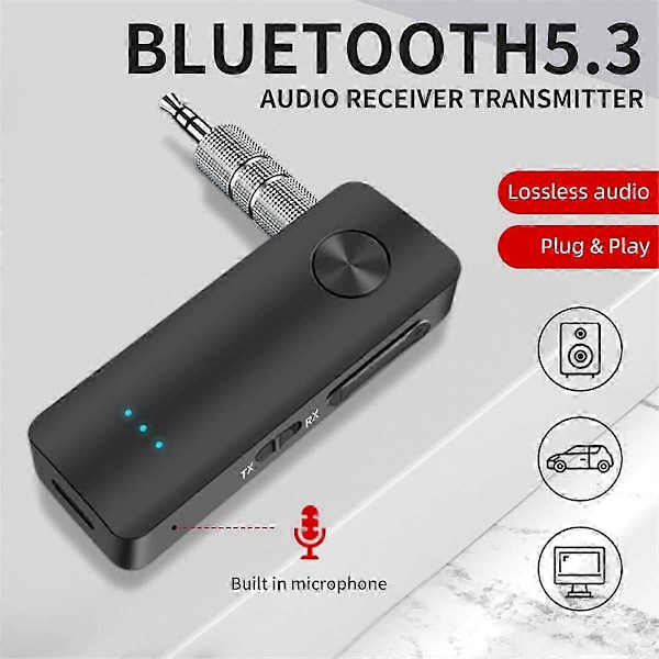 Bil Bluetooth 5.3 Adapter Trådløs Sender Mottaker 3.5mm AUX O Adapter For Bil O Musikk Håndfri Et-Yogu