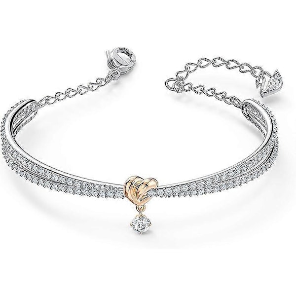 Lifelong Hjärt-halsband, örhängen och armband Kristall smyckeset, Roséguld & Rhodium-tonad finish