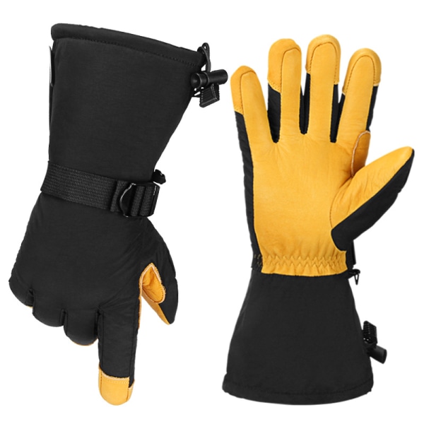 Handsker Ægte læder plus fløjl kuldebestandig sne vindtætte og vandtætte varme handsker-jbk L