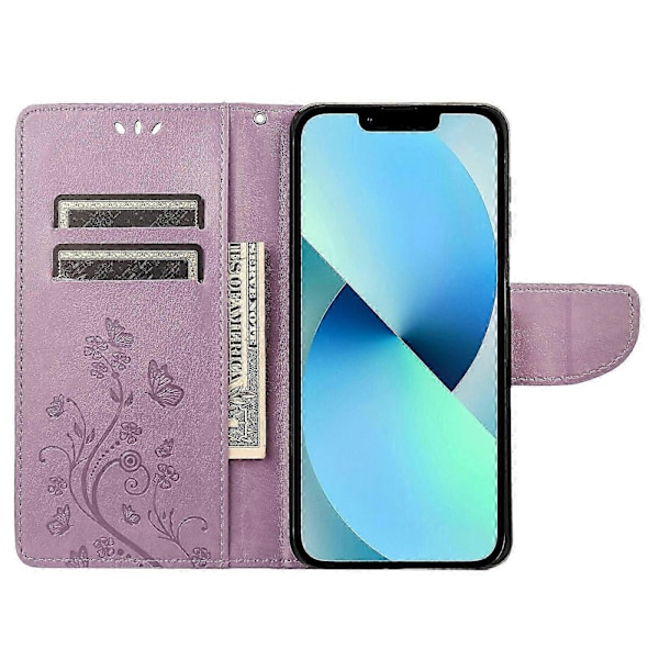 Fjärilsblomma PU-fodral för iPhone 14