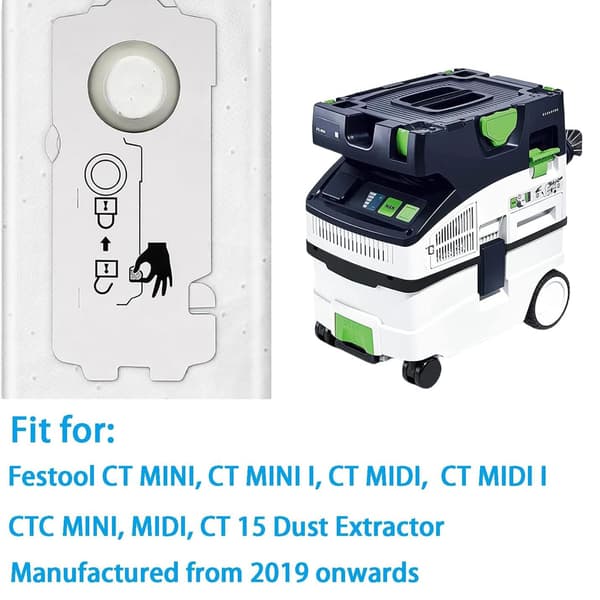 Festool dammsugarpåsar (10-pack) Kompatibla med CT MINI / CT MIDI / CT 15
