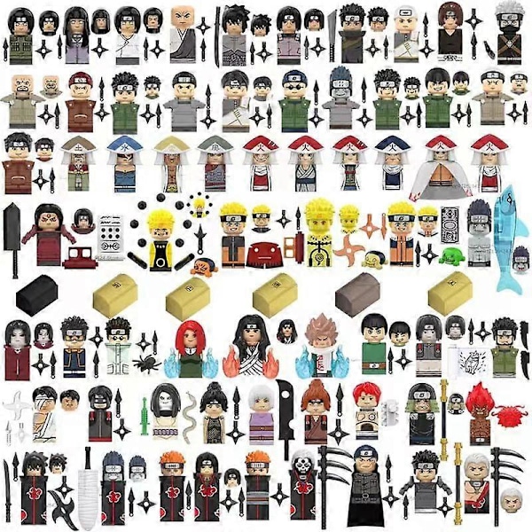 Mini Naruto Sasuke Kakashi Akatsuki Byggeklodser Sæt Anime Tegneserie Actionfigurer Samlingsklodser Legetøj Julegaver-FARVE: 8pcs set3