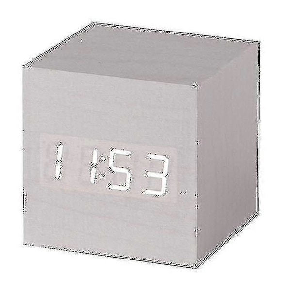 Gingko Cube LED-klickklocka med ljudaktivering (tid, datum, temperatur) Olika färger A10 färg: Vit vit