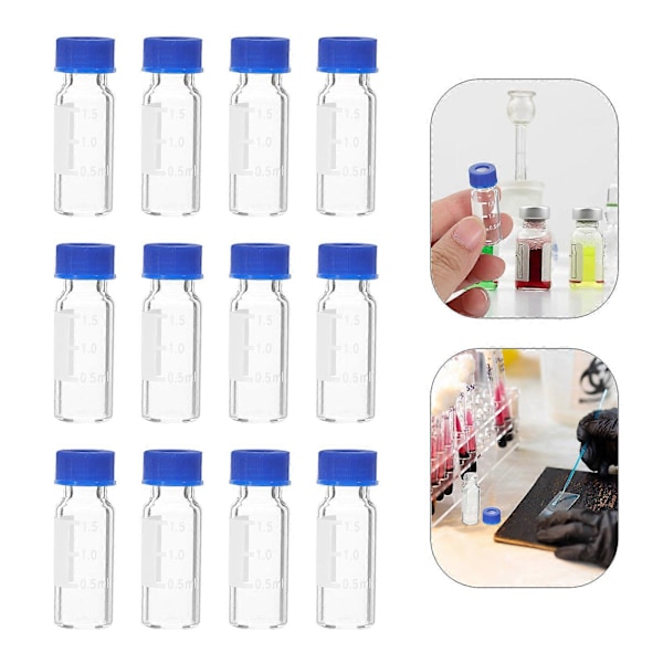 100 st Glasflaskor Små Glasburkar Provflaskor Små Glasflaskor Tomma Flaskor med Lock 2ml (med Skala)