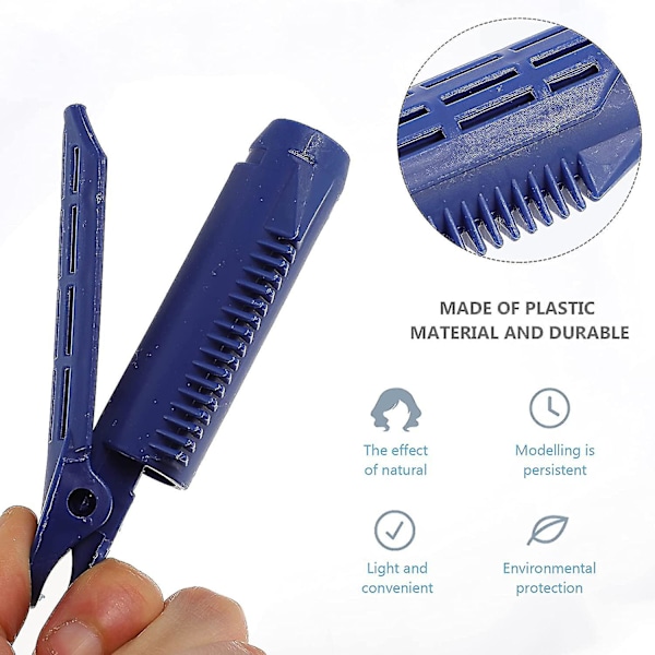 6-pak Volumengivende Hårrodsclips DIY Varme Skadefri Naturlige Buff Hårclips Marineblå