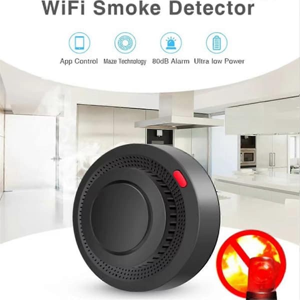 Tuya Smart WiFi Røykvarsler, Smart Kontrollert Sensor Sanntidsovervåking, Fjernalarmvarsling