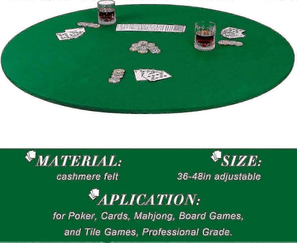 Poker Bridge Kortduk Elastisk Duk for 36 til 48 Tommers Bordspilltilbehør