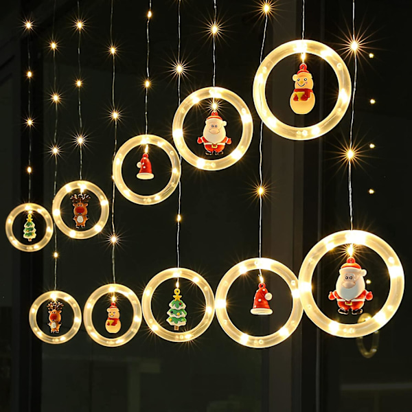 Julelys Gardin 3m Garland Lysgardin Indendørs Vindue Usb Varmt Hvidt 10 Ringe Med 3d Julefigur Lys Soveværelse Hjem Fest Dekoration