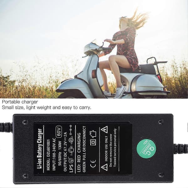 67.2V 2A Hurtiglader for Elektrisk Sparkesykkel - Kompatibel med de fleste E-sparkesykler