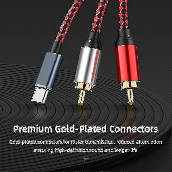 5m USB C til RCA lydkabel til lydforbindelse