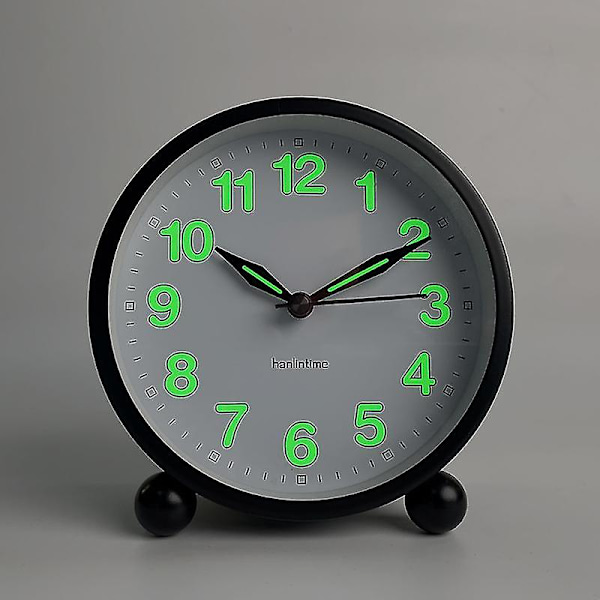 Tyst väckarklocka - Tickfri analog väckarklocka med varmt ljus - Minimalistisk rund