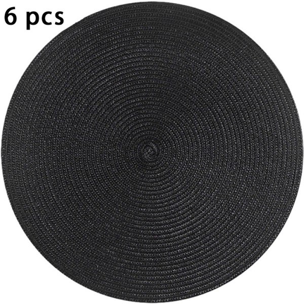 Bordstablett rund svart bordstablett 38cm tvättbar värmetålig bordstablett