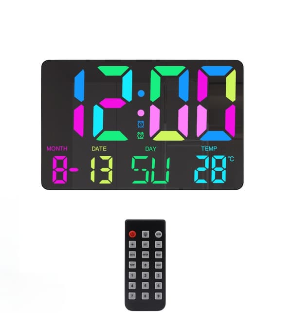 Digitaalinen kello RGB LED-näytöllä Musta